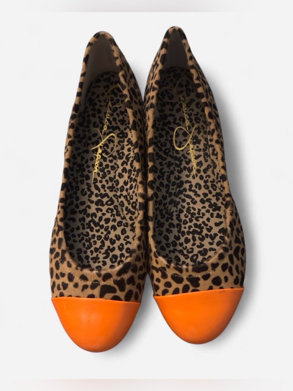 Jessica Simpson Leopard-Print Ballet Flats with Orange Cap Toe